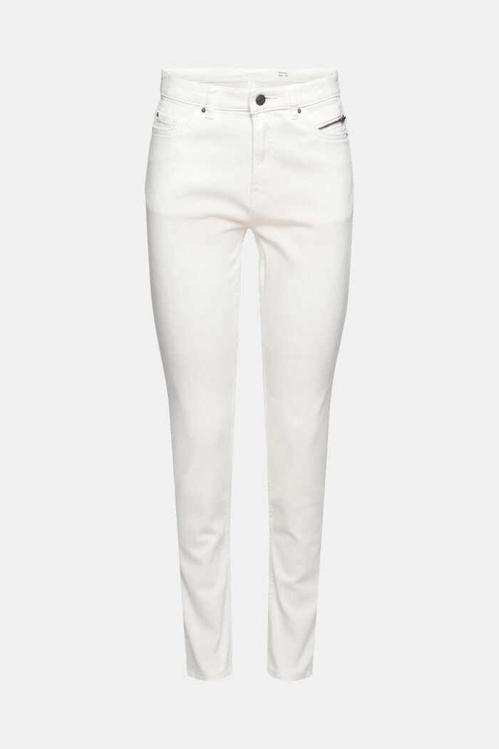Stretch trousers with zip detail, OFF WHITE, detail image number 2
