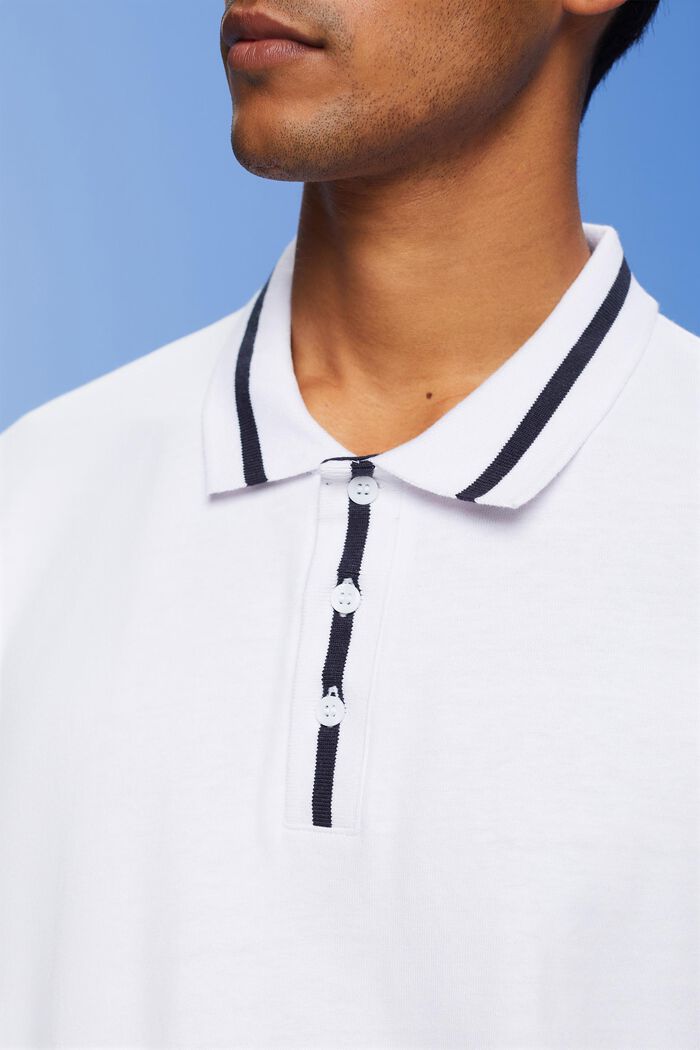 Jersey polo shirt, cotton blend, WHITE, detail image number 2