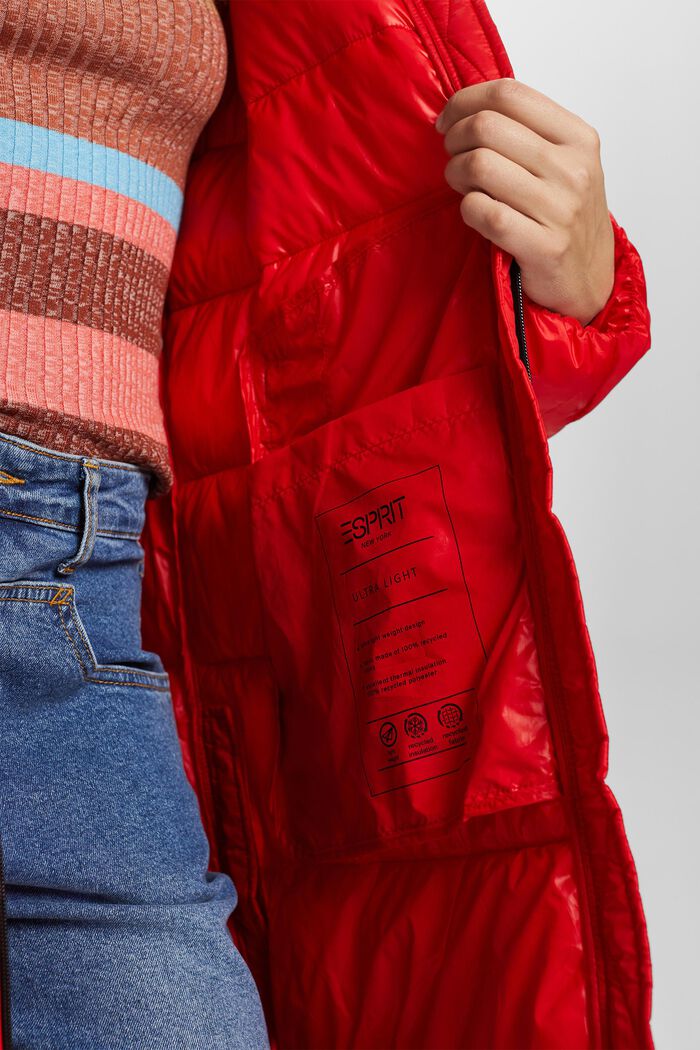 Recycled: puffer coat with a hood, RED, detail image number 2