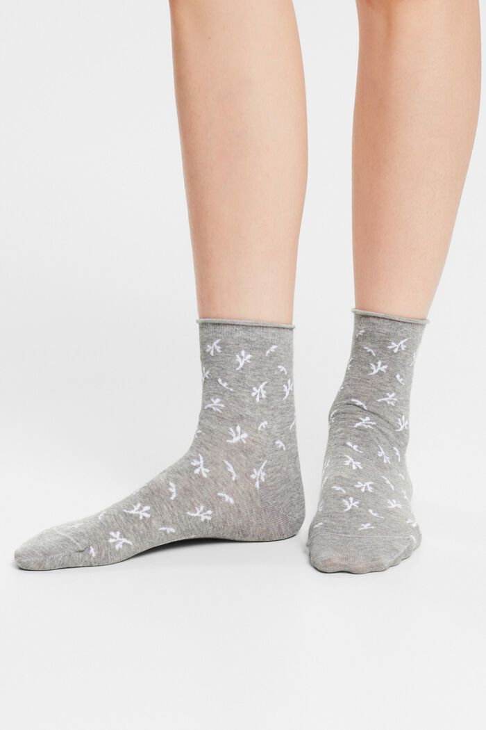 2-Pack Printed Cotton Socks, GREY/BLACK, detail image number 1