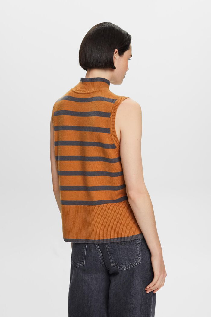 Striped Mockneck Sweater Vest, CARAMEL, detail image number 3