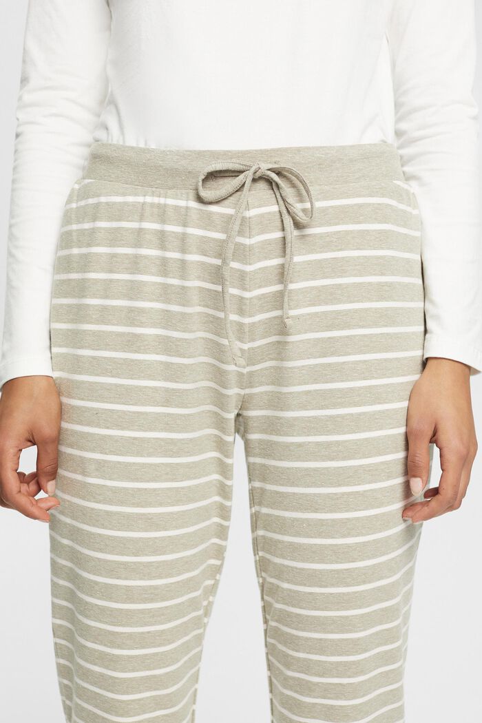 Striped jersey trousers, LIGHT KHAKI, detail image number 0