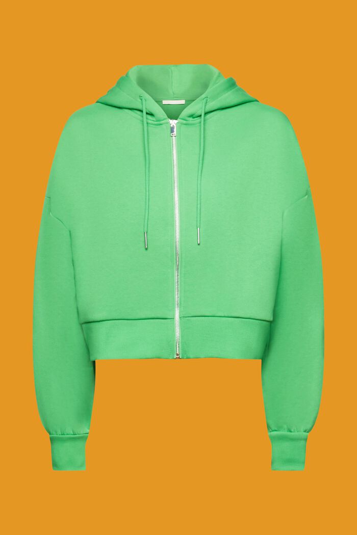 Cropped zip trough hoodie, GREEN, detail image number 6