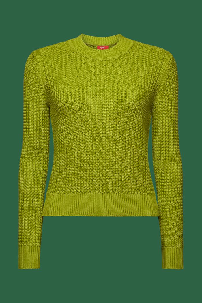 Structured Knit Crewneck Sweater, LEAF GREEN, detail image number 6