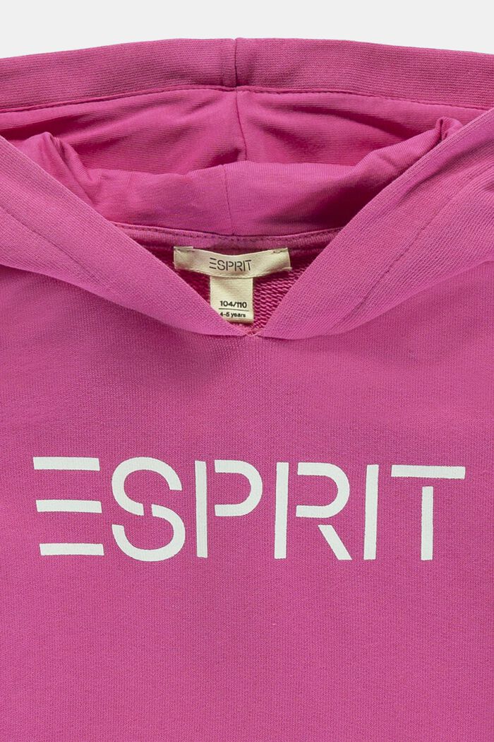 Hoodie with logo print, 100% cotton, PINK, detail image number 2