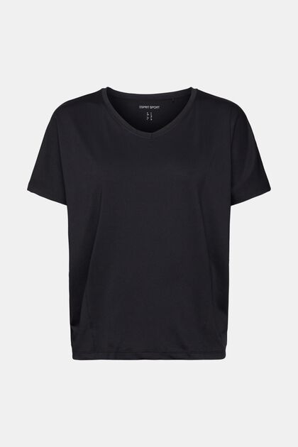 Active v-neck t-shirt with E-DRY, BLACK, overview