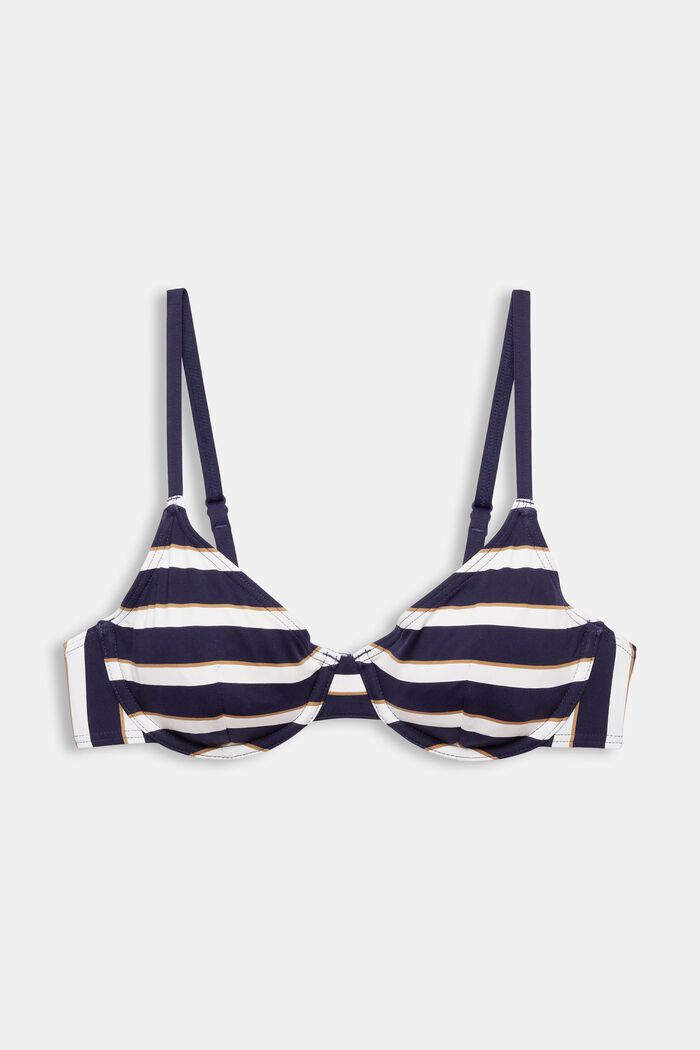 Underwired striped bikini top, NAVY, detail image number 4
