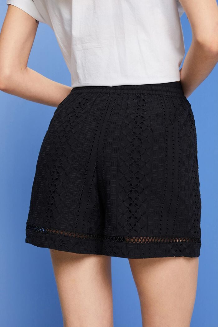 Embroidered shorts, LENZING™ ECOVERO™, BLACK, detail image number 4