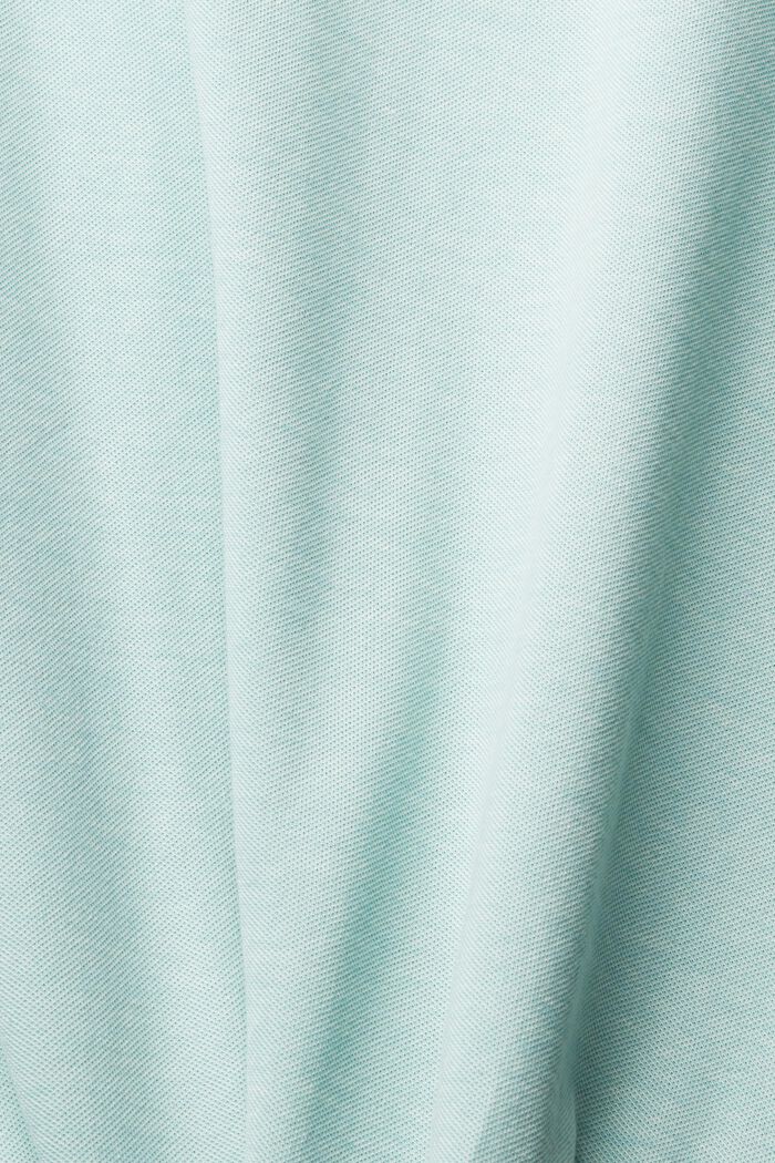 Piqué polo shirt with a mandarin collar, LIGHT TURQUOISE, detail image number 5