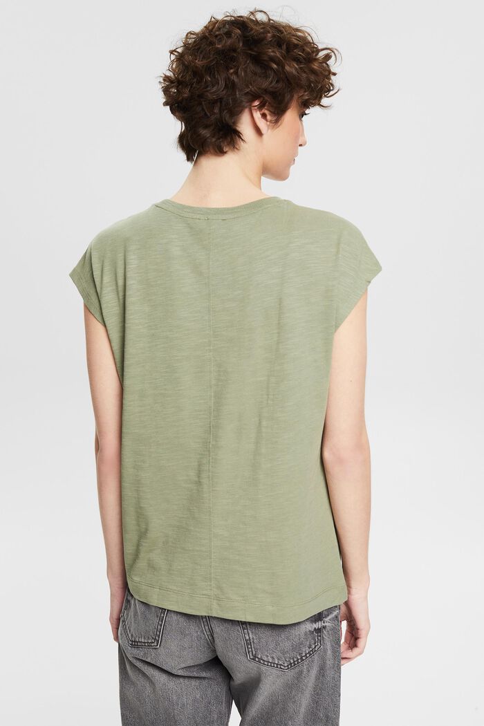 Basic T-shirt in organic blended cotton, LIGHT KHAKI, detail image number 3