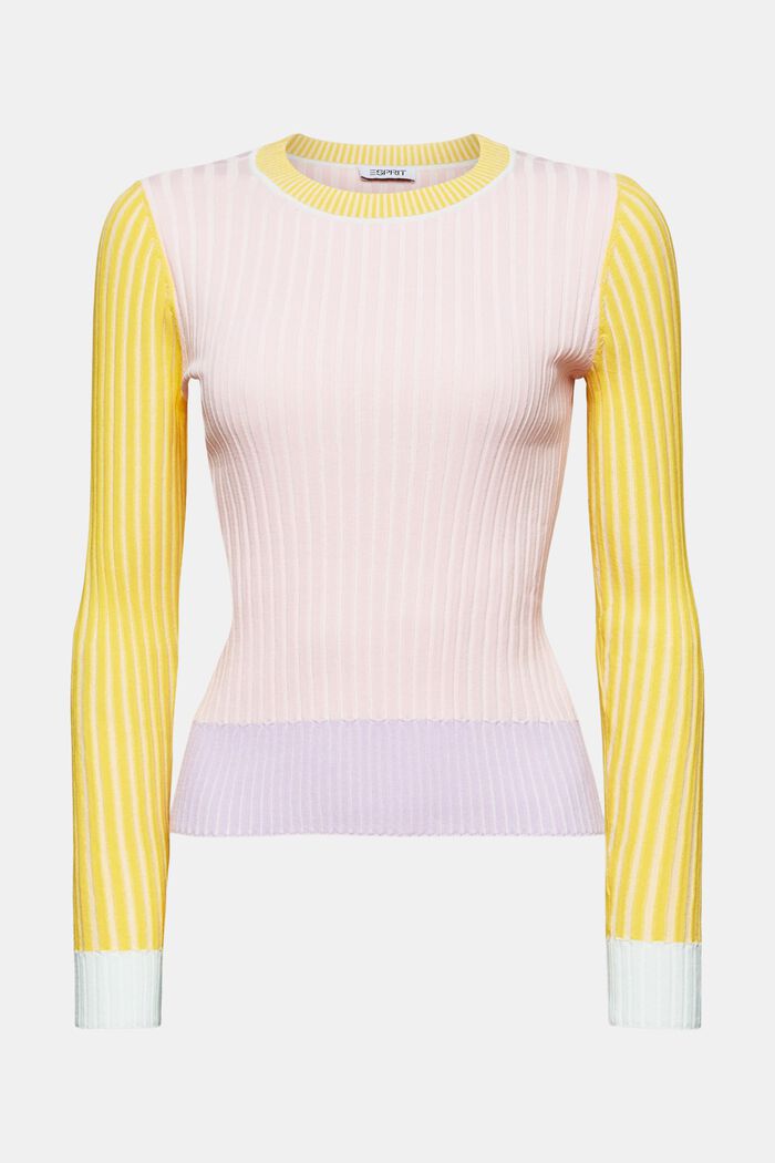 Ribbed Color-Block Sweater, PASTEL PINK, detail image number 5