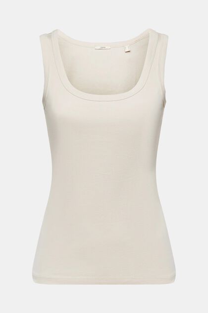 Organic cotton sleeveless top, LIGHT TAUPE, overview