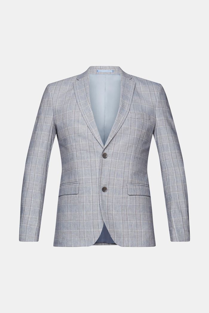 Single-breasted slim fit chequered blazer, LIGHT BLUE, detail image number 6