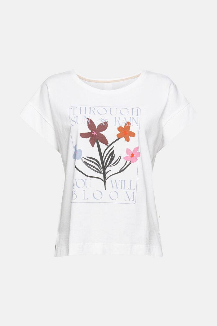 Printed organic cotton T-shirt , WHITE, overview