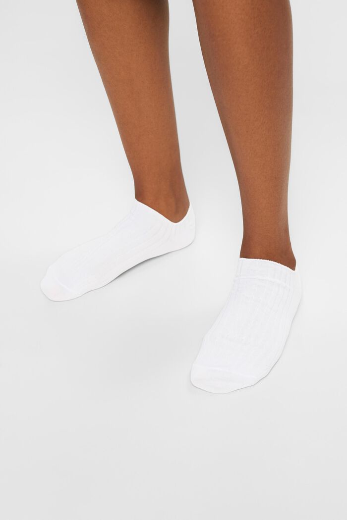 2-Pack Ribbed Ankle Socks, WHITE, detail image number 1