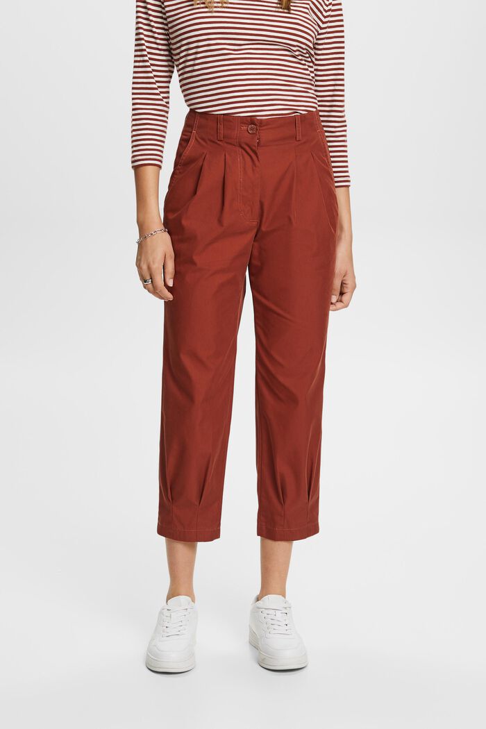 Cropped chino trousers, RUST BROWN, detail image number 0