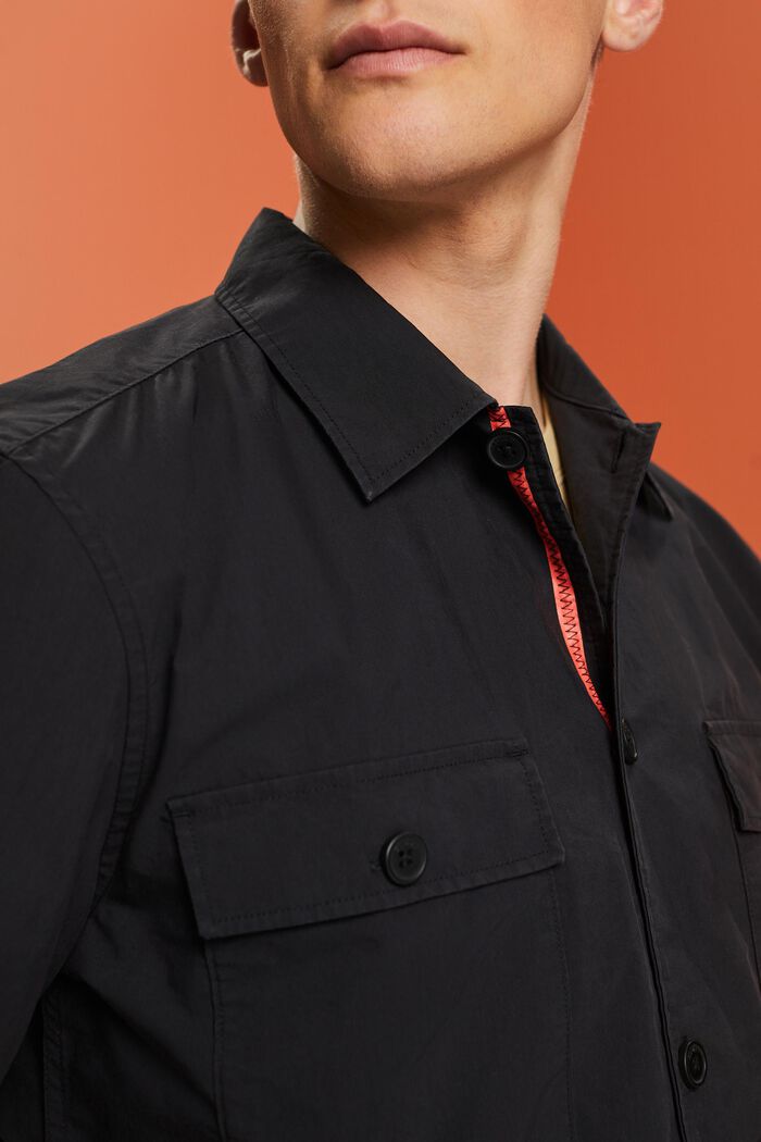 Short sleeve shirt, cotton blend, BLACK, detail image number 2