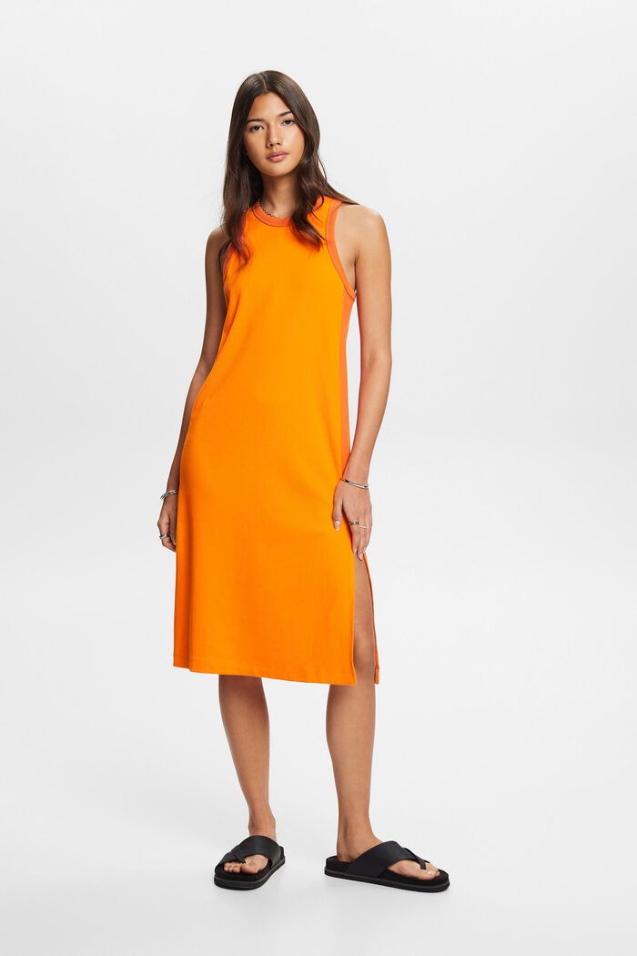ESPRIT - Ribbed jersey midi dress, stretch cotton at our online shop