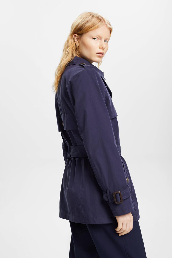Short trench coat with belt, NAVY, detail image number 4