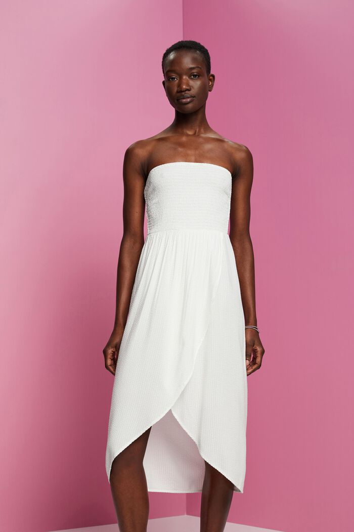 Smocked tube dress in midi length, OFF WHITE, detail image number 0
