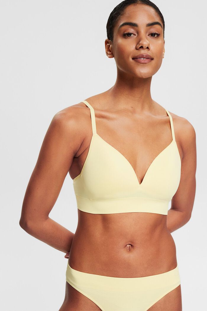 Recycled: padded soft bra, LIGHT YELLOW, detail image number 0