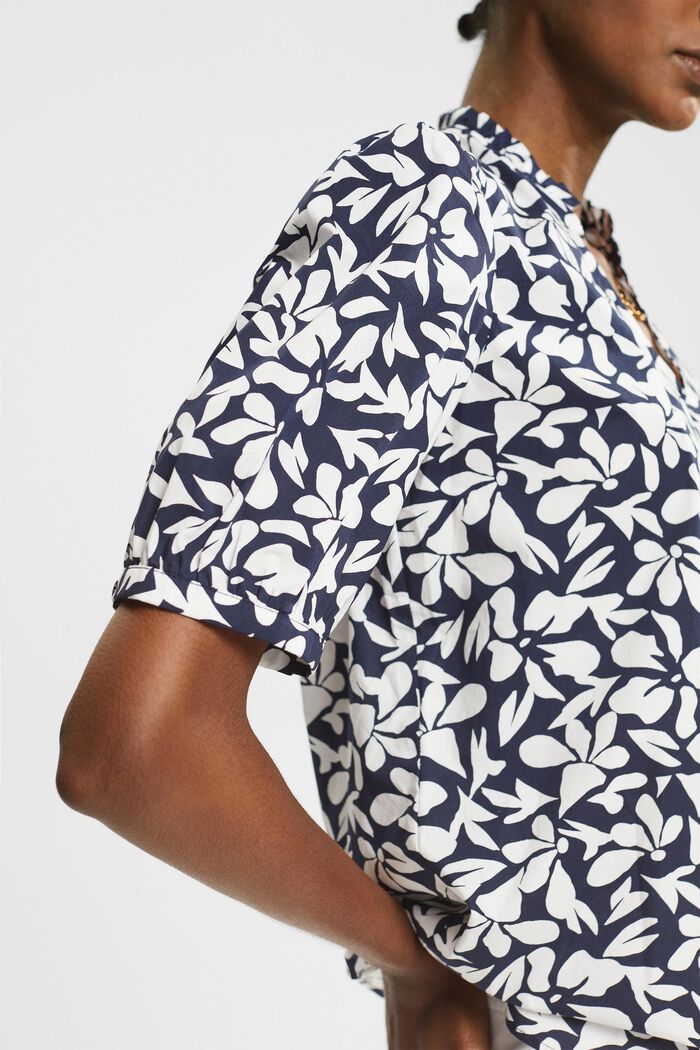 Cotton blouse with a print, NAVY, detail image number 6