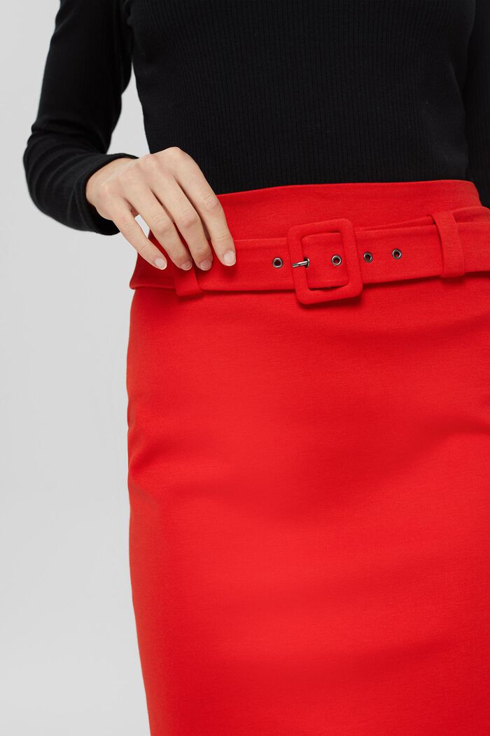 Punto jersey mini skirt with a belt, ORANGE RED, detail image number 2