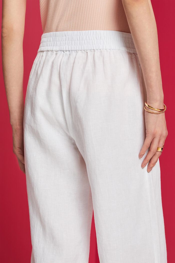 Linen Pull On Wide Leg Pants, WHITE, detail image number 2