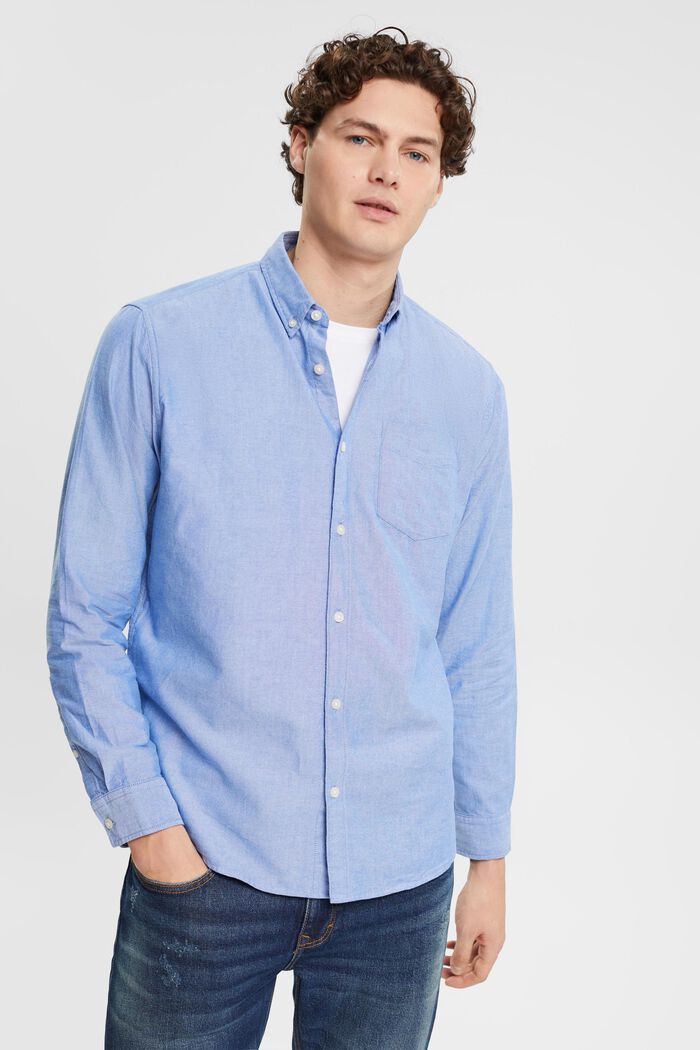 Button-down shirt, BLUE, detail image number 0