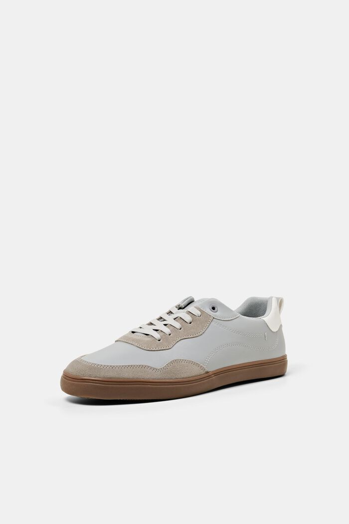 Faux Leather Sneakers, LIGHT GREY, detail image number 2