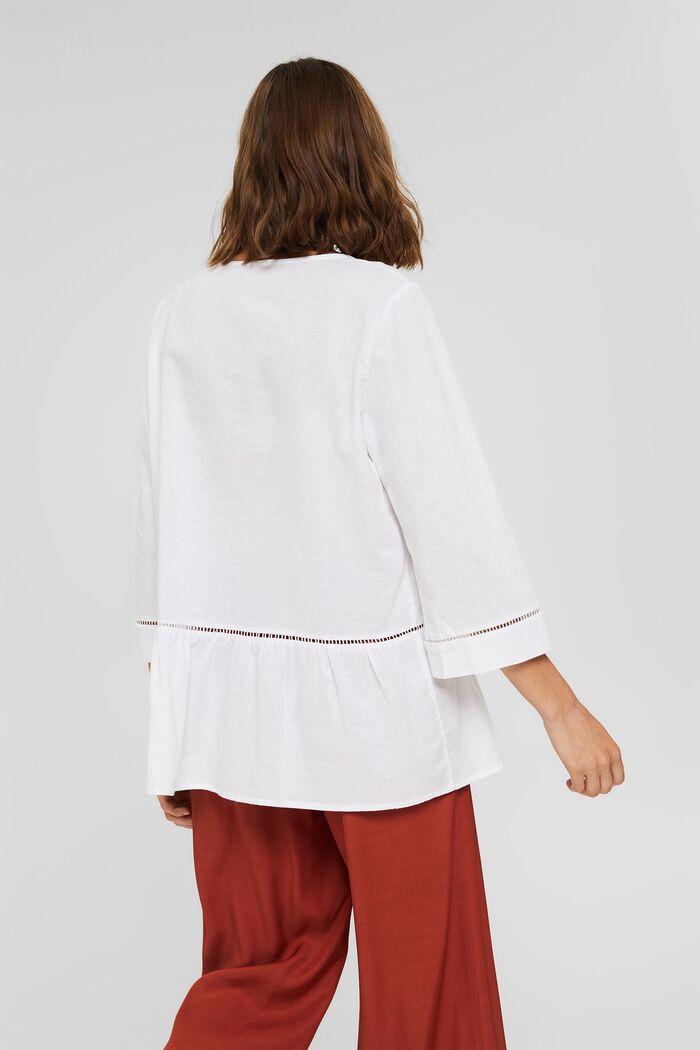 Containing hemp: peplum blouse, WHITE, detail image number 3