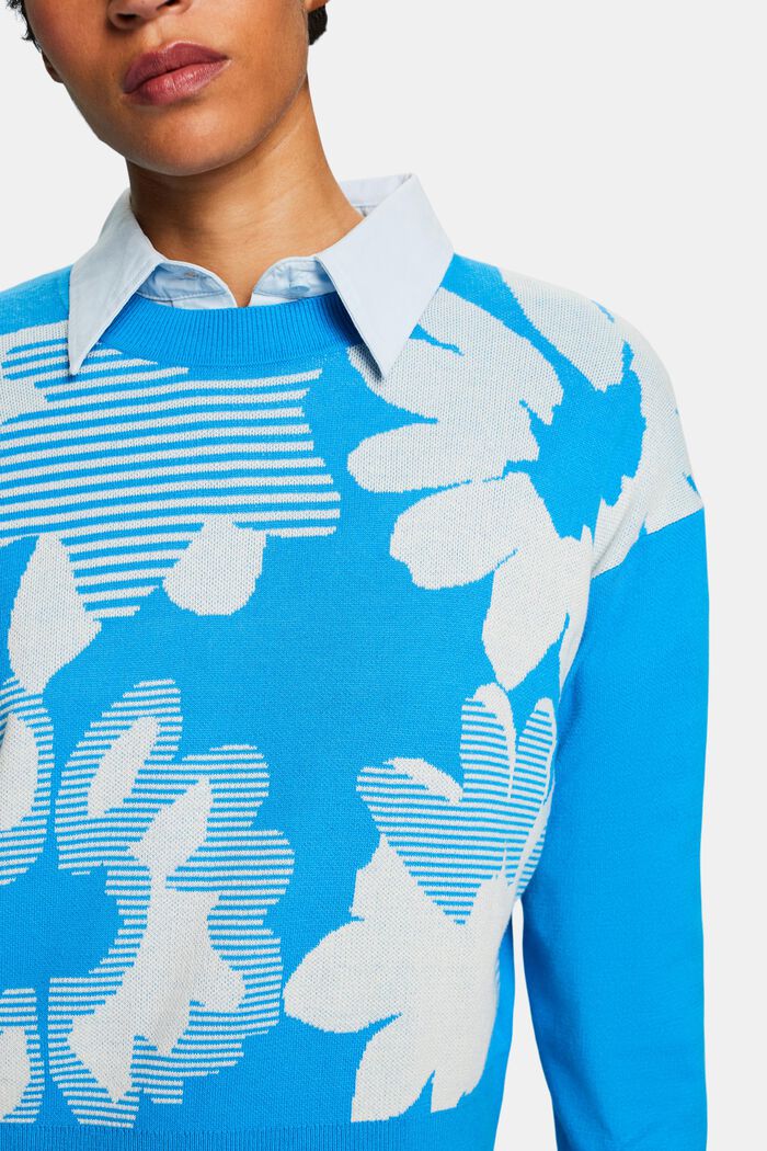 Jacquard Cotton Sweatshirt, BLUE, detail image number 3