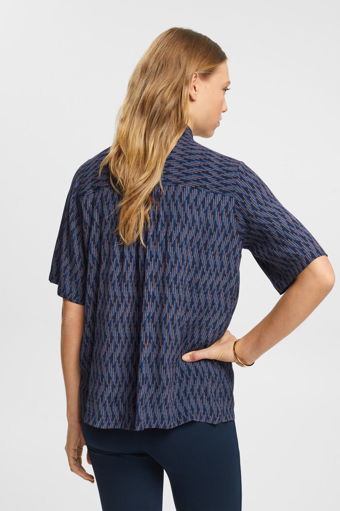 Crêpe blouse with all-over pattern, NAVY, detail image number 3