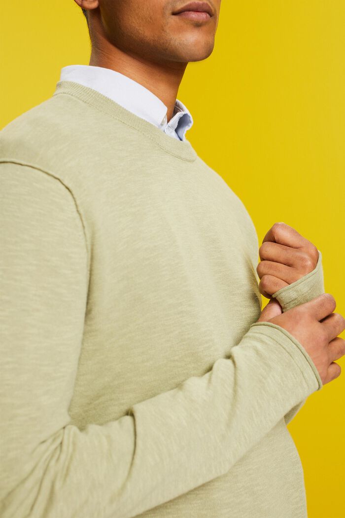 Crewneck jumper, cotton-linen blend, LIGHT GREEN, detail image number 2