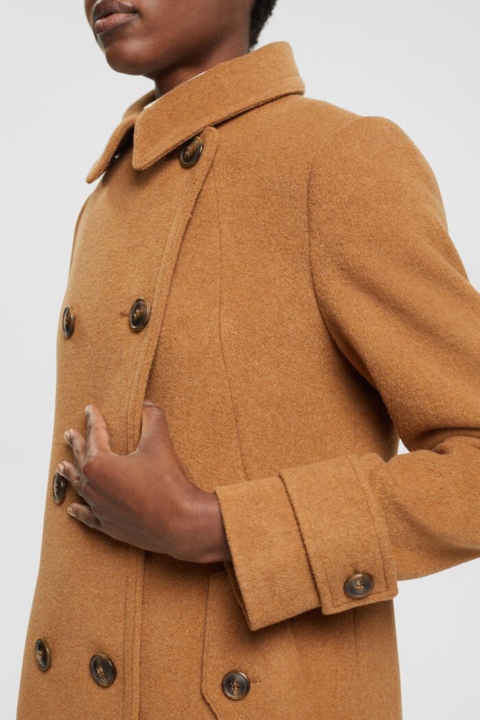 Double breasted wool blend coat, CARAMEL, detail image number 3