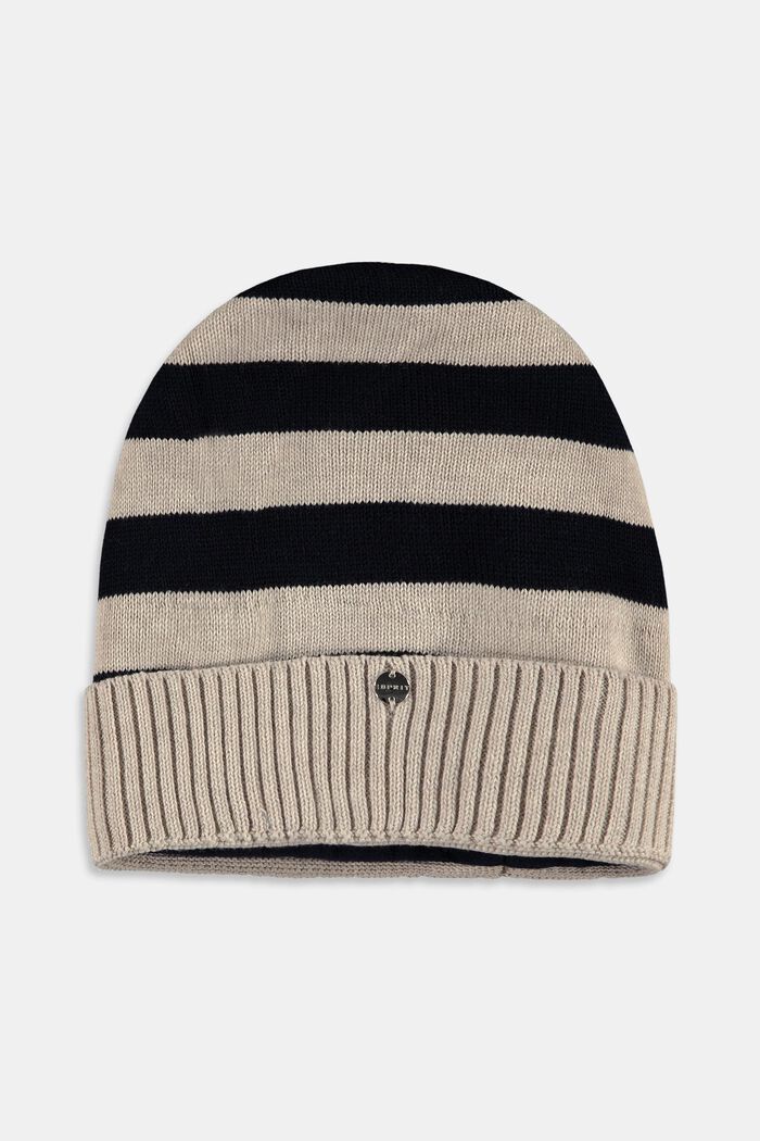 Knitted beanie hat with stripes