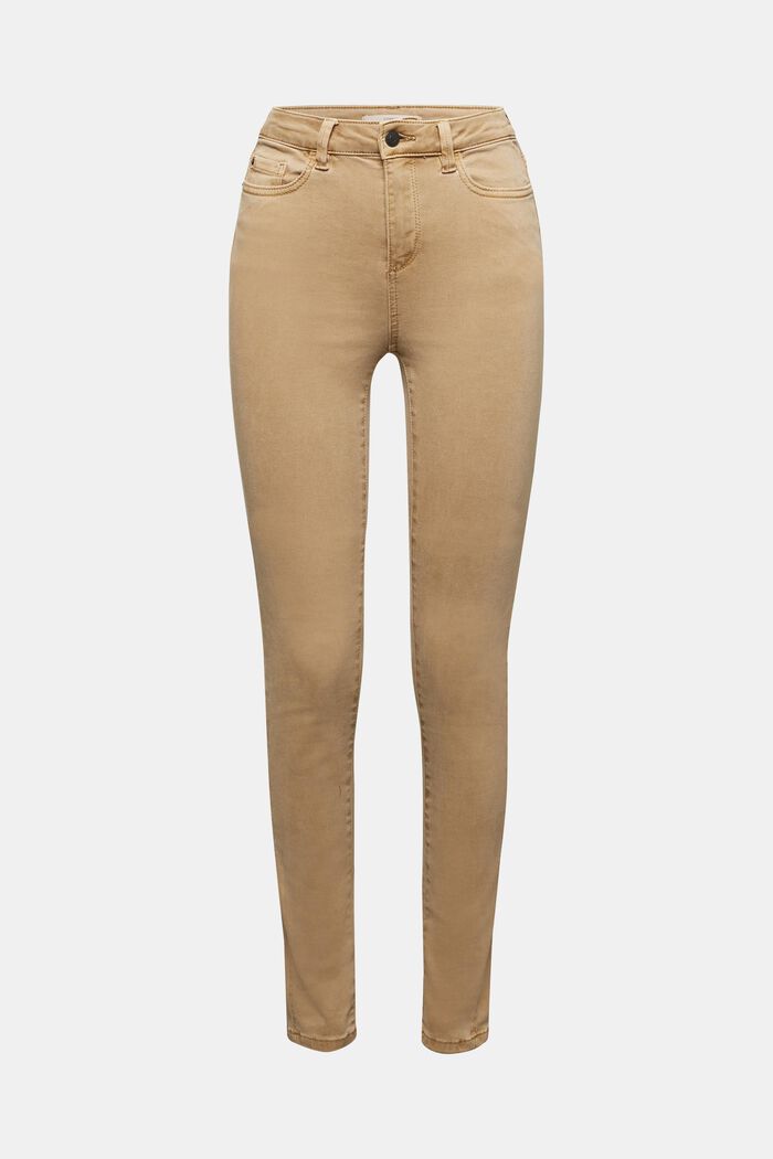Soft high-waisted trousers with stretch, CAMEL, detail image number 0