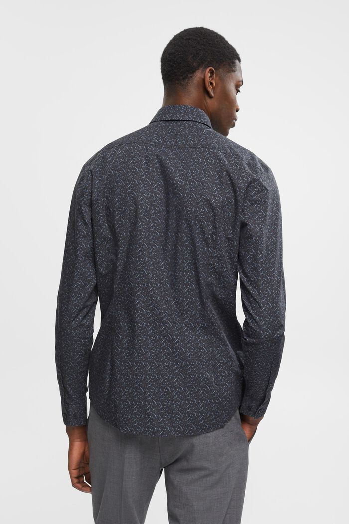 Patterned slim fit cotton shirt, BLACK, detail image number 3