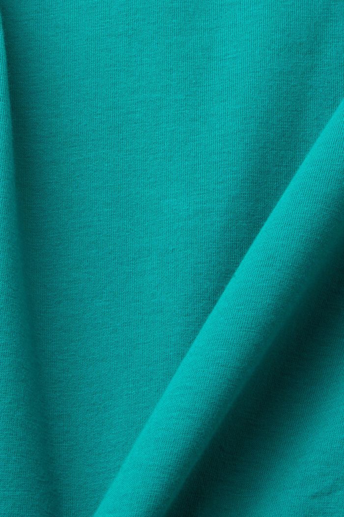 Cotton t-shirt with embroidered flower, EMERALD GREEN, detail image number 5