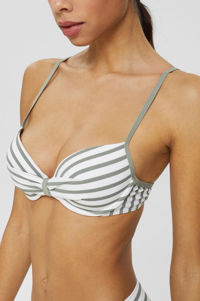 Recycled: padded top with stripes, LIGHT KHAKI, detail image number 0