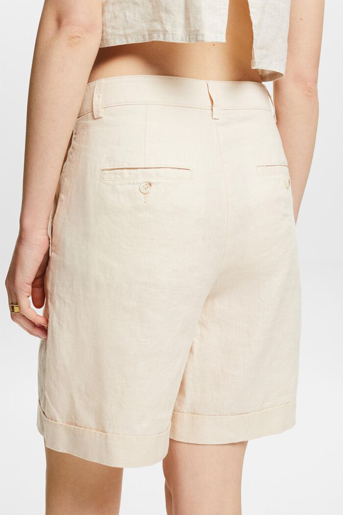 Linen Cuffed Shorts, CREAM BEIGE, detail image number 3