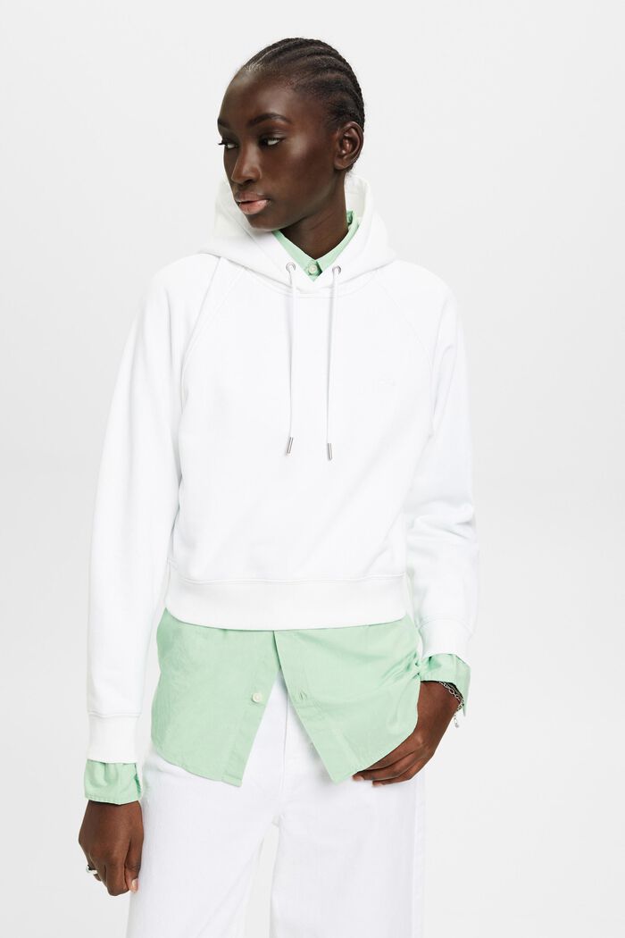 Cropped hoodie with dolphin logo, WHITE, detail image number 0