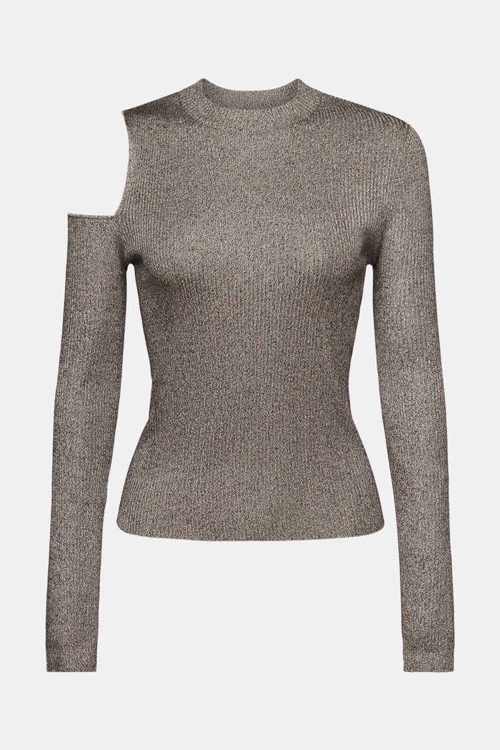 Cut-out shoulder sweatshirt, GUNMETAL, detail image number 6