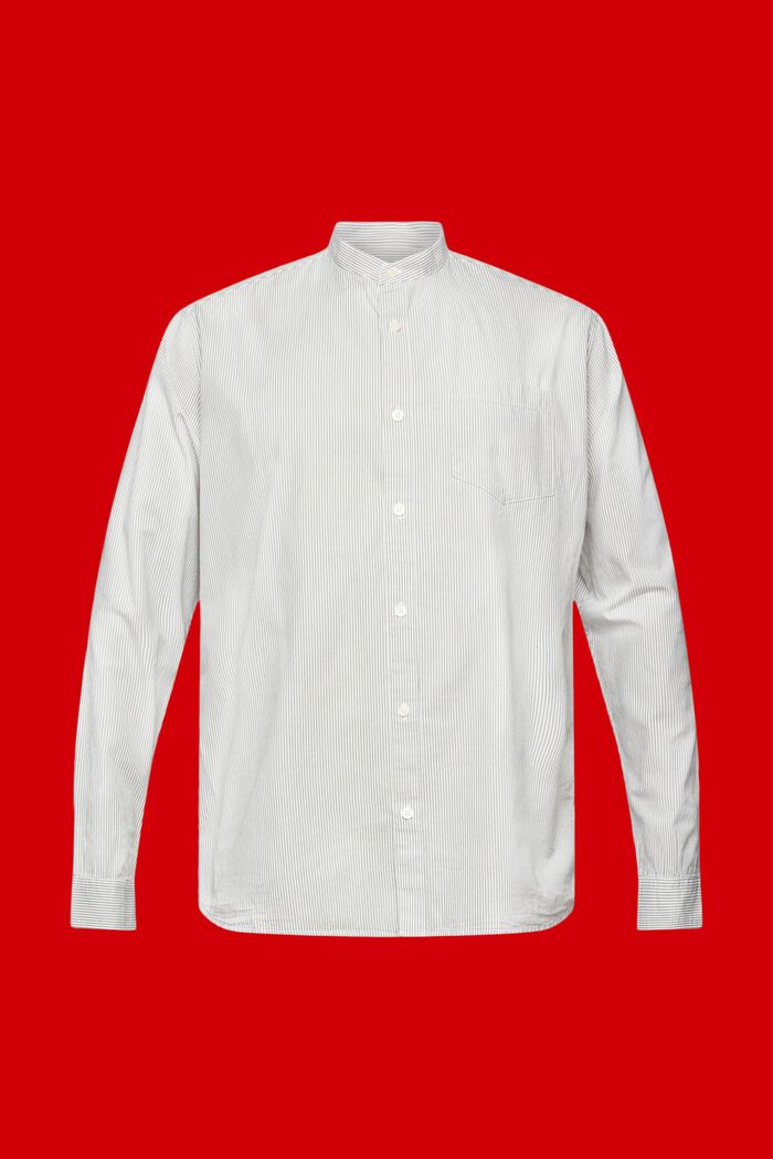 Pinstripe cotton shirt with mandarin collar, LIGHT KHAKI, detail image number 5