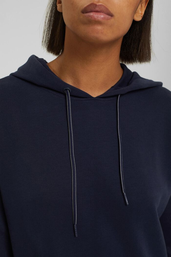 Sweatshirt hoodie, organic cotton blend, NAVY, detail image number 2