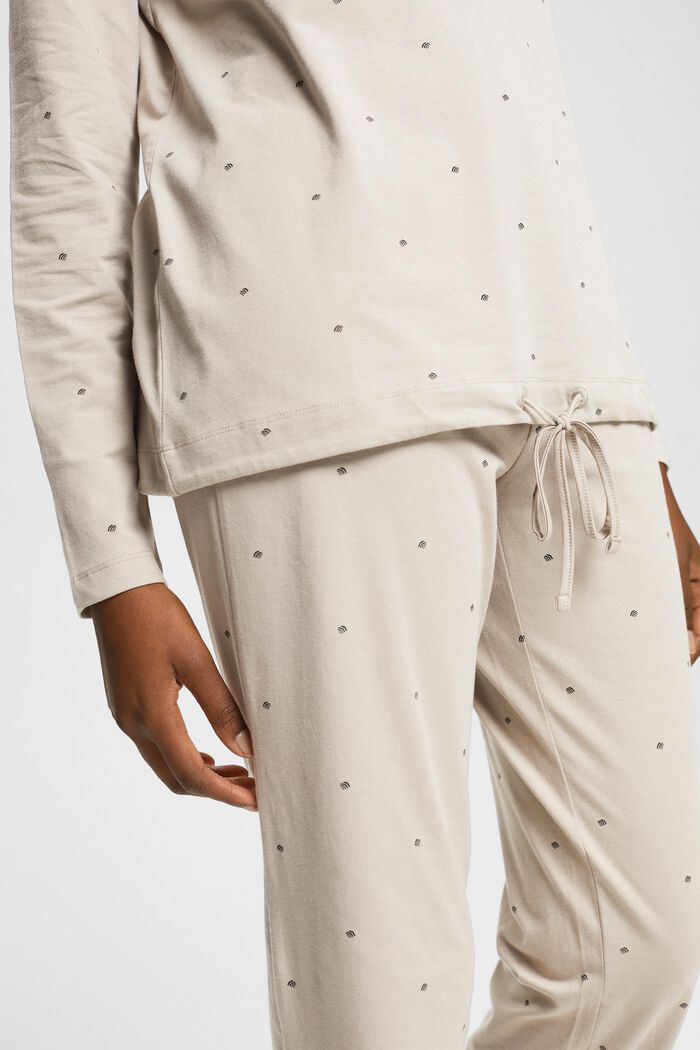 Cotton pyjamas with all-over pattern, LIGHT TAUPE, detail image number 4