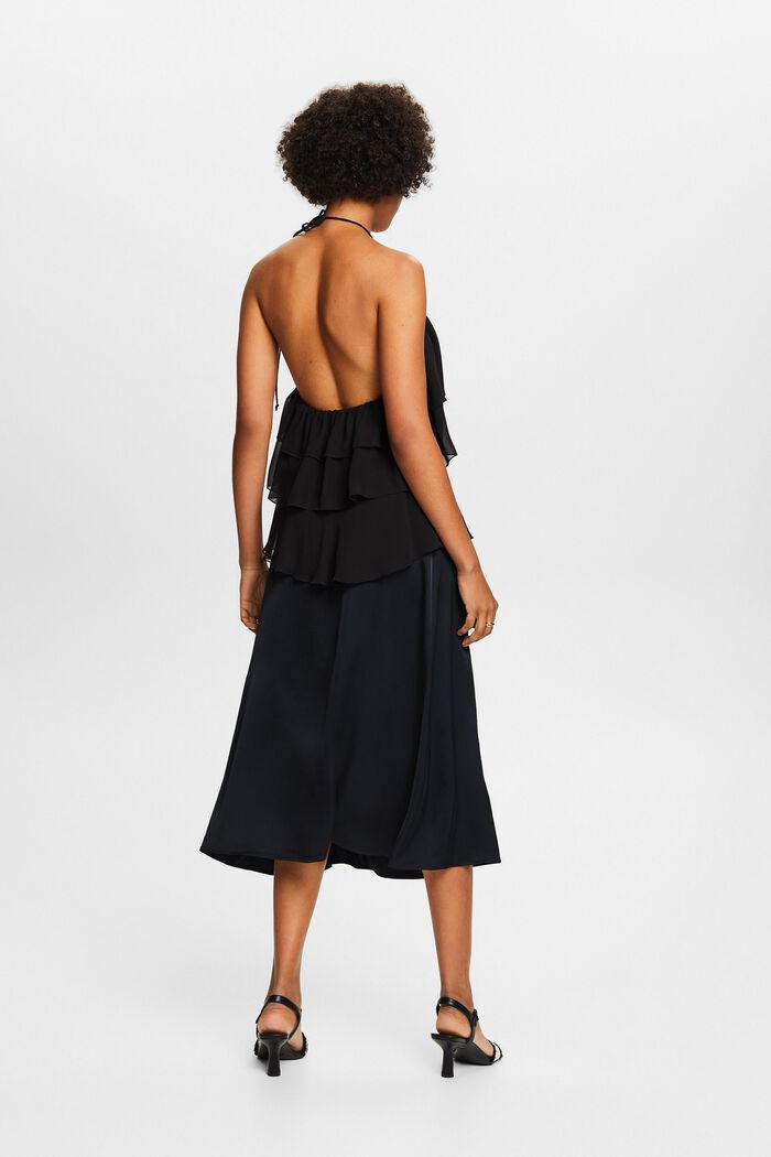 Satin Wrap Midi Skirt, BLACK, detail image number 2