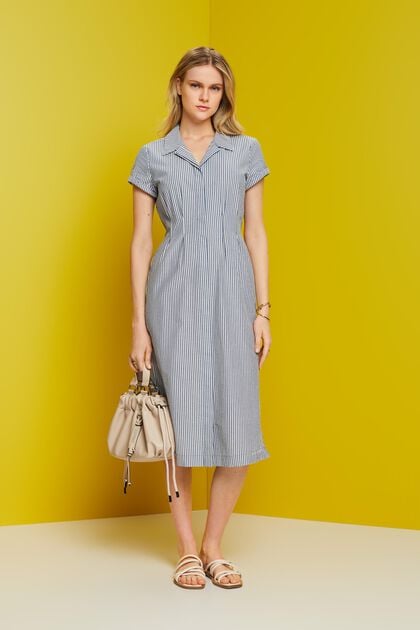 ESPRIT - Seersucker shirt dress, 100% cotton at our online shop