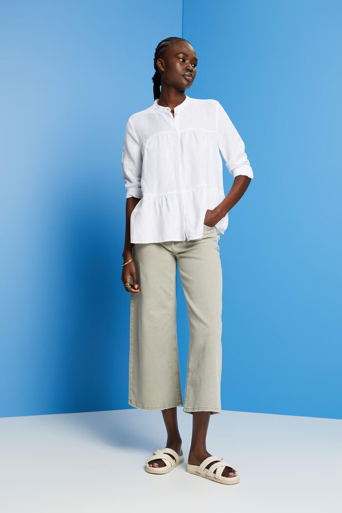 Linen blend blouse, WHITE, detail image number 4