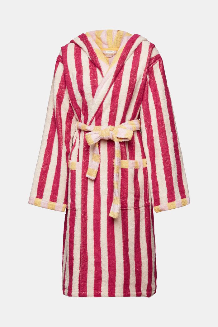Striped unisex cotton bathrobe, CRANBERRY, detail image number 5